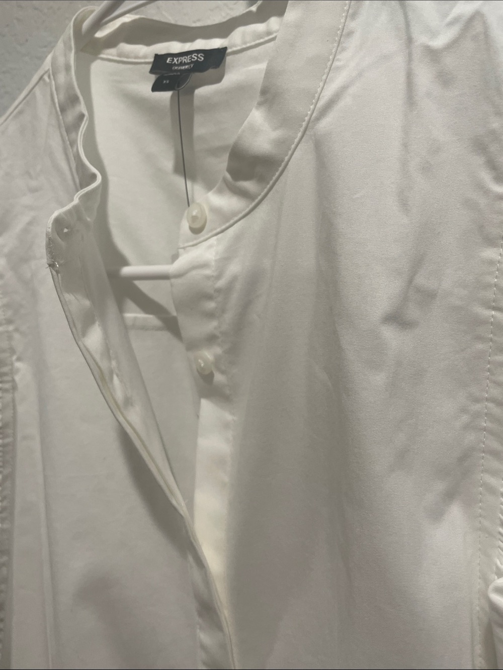 Express White Ruffle Sleeve Button-Front Blouse - Picture 5 of 5